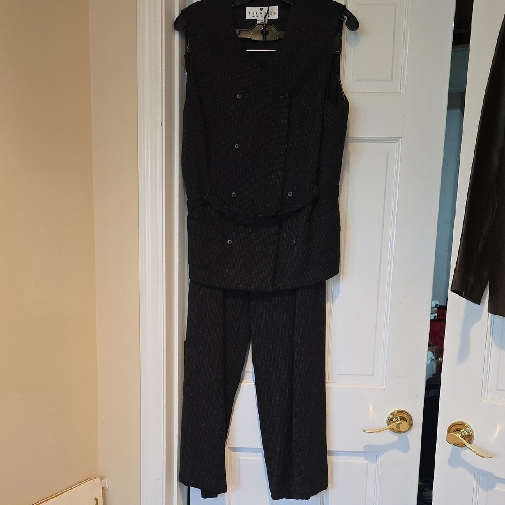 Saks Fifth Avenue Dark Gray Sleeveless Pantsuit